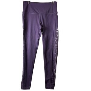 Victoria Sport Knockout High Rise Leggings Purple Leopard Mesh Panels Womens S